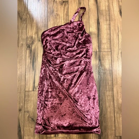 pink velvet one shoulder dress Elegant Velvet One Shoulder Gown 40307